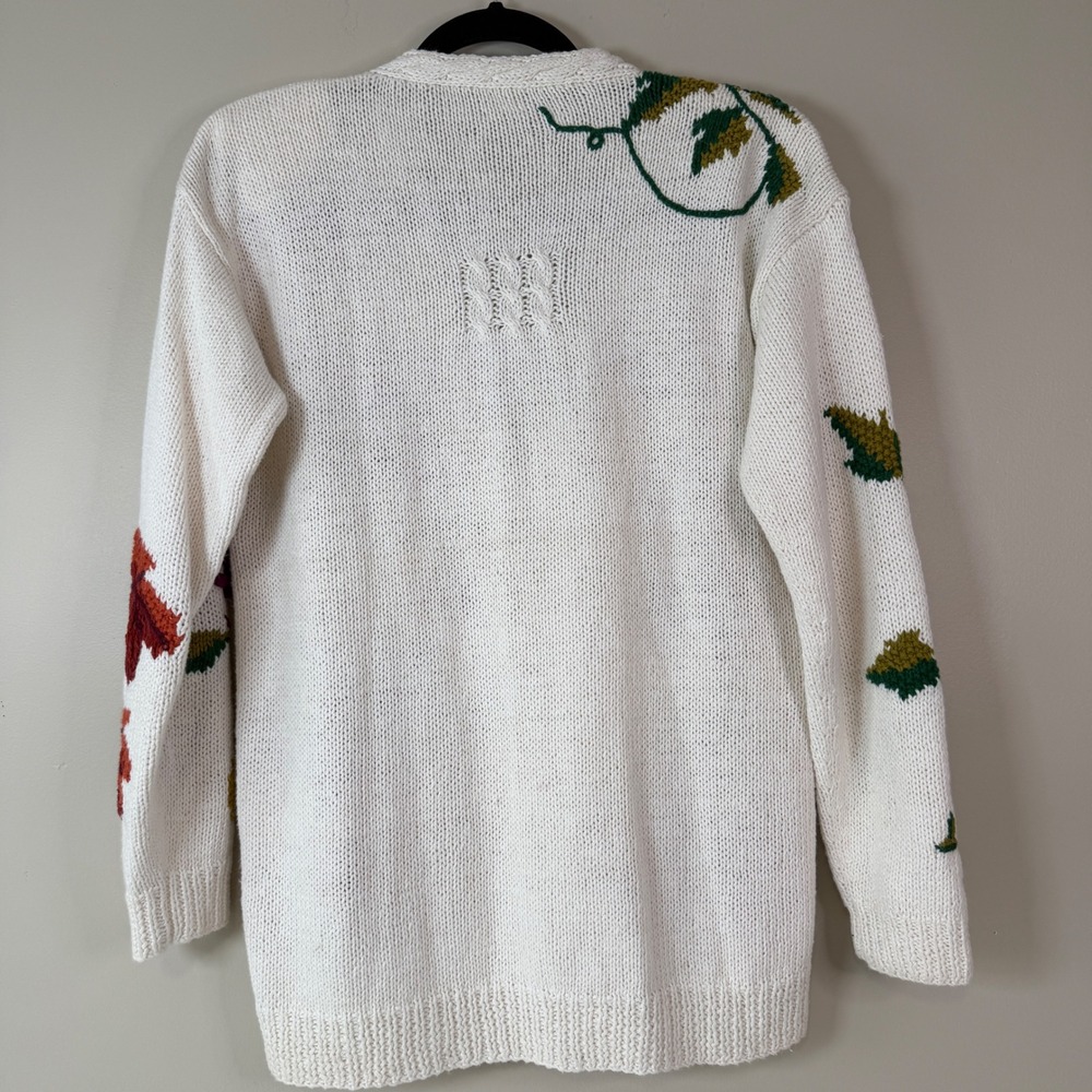 Marisa Christina Hand Knit Fruit Harvest Vintage Button Cardigan Fall Novelty M - Picture 3 of 8